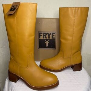 NEW Frye Camryn Campus Boots Tall Pull On Leather Banana Women's 9.5